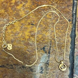 Christian Dior Vintage Gold Necklace With CD Pendant